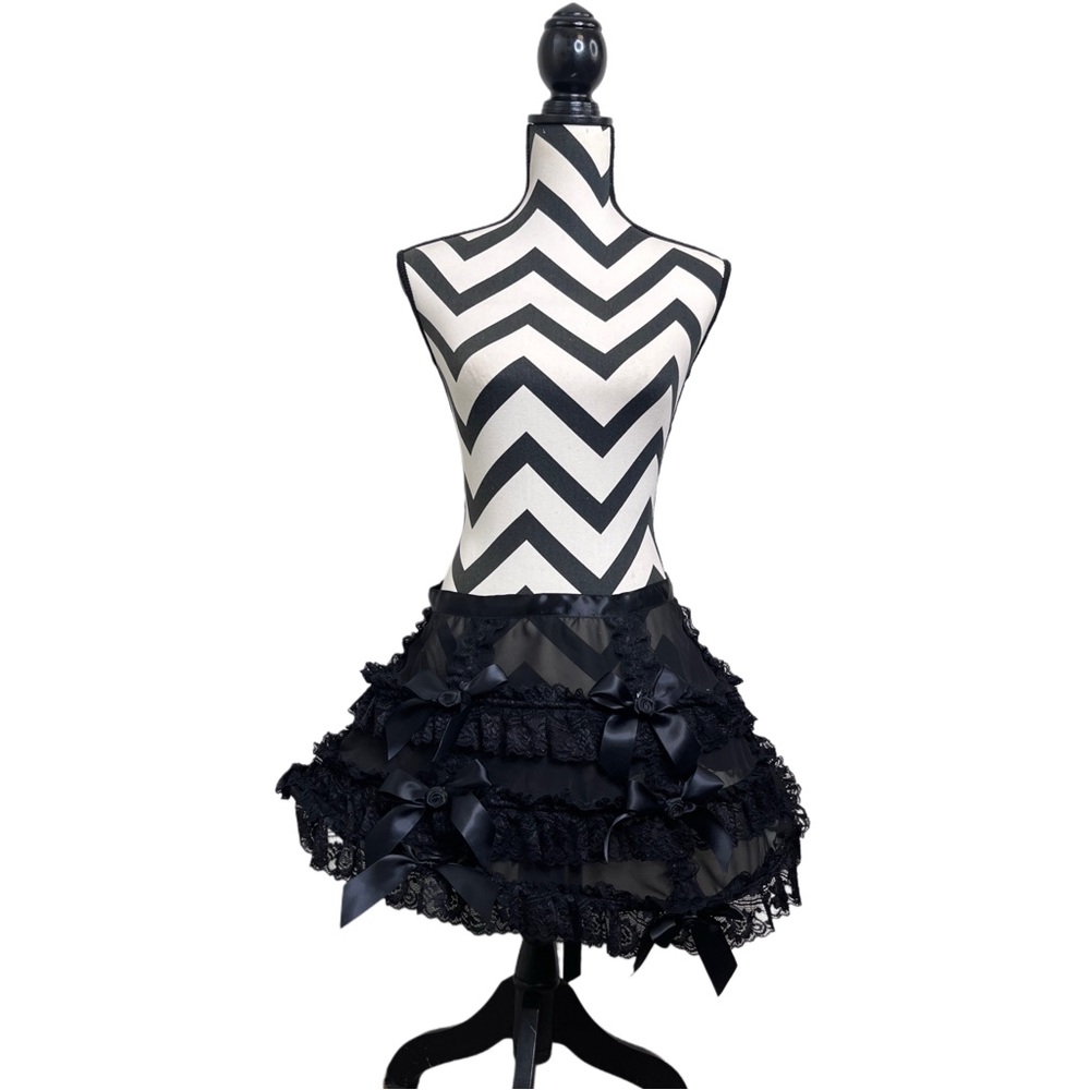 Dolls Kill Black Lace baroque Mini ruffle Skirt